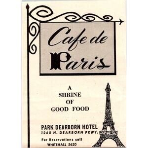 Cafe De Paris Park Dearborn Hotel 1260 N Dearborn Pkwy 1940s Chicago Ad SAJ3-M6